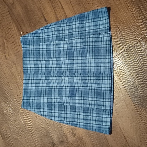 John Galt Blue Plaid High Waisted Fitted Y2K 90s Mini Skirt A37 - Picture 1 of 6
